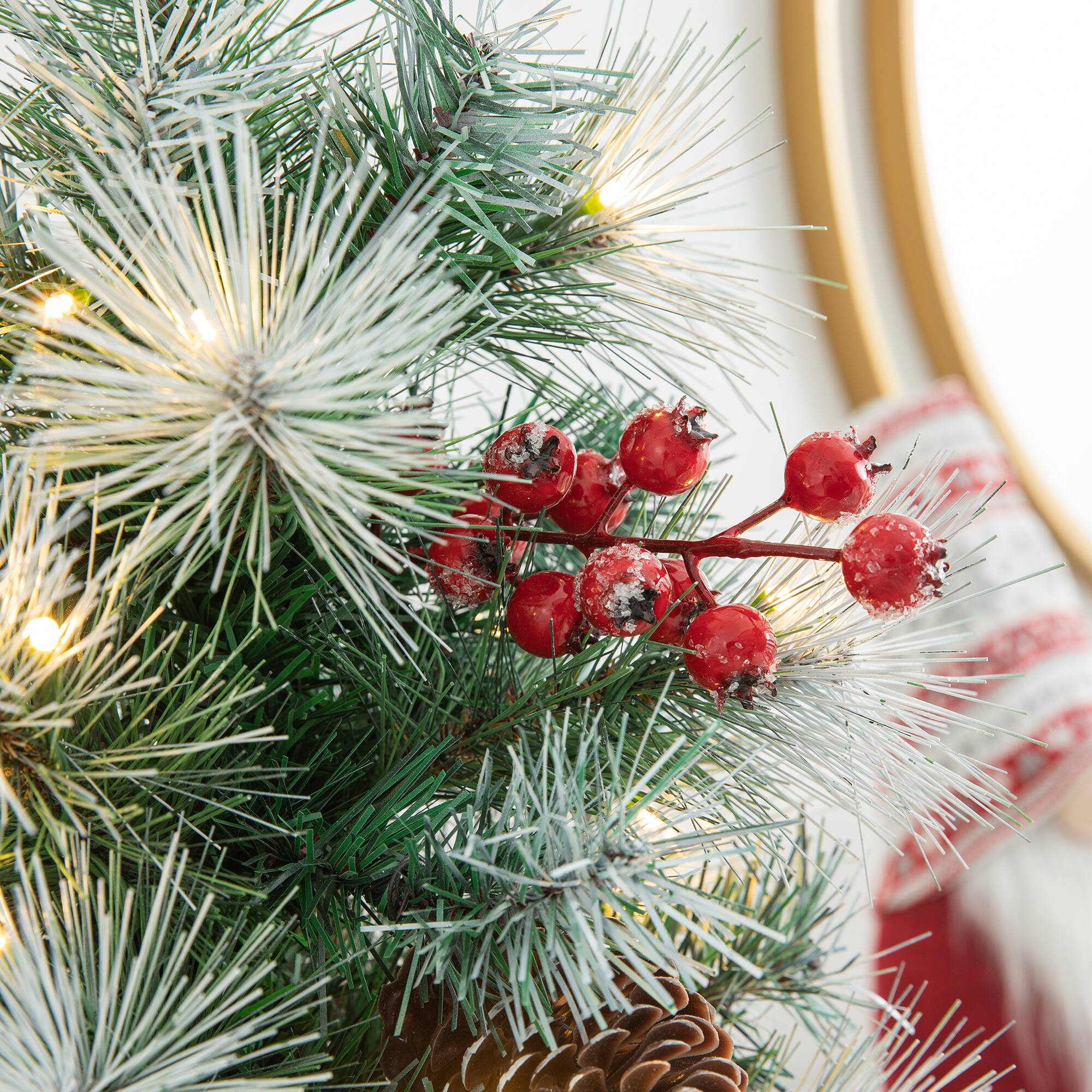 2 Pack 5ft. Pre-Lit Pine Artificial Christmas Porch Tree